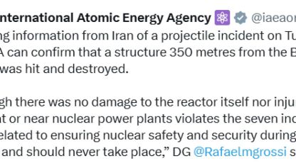 UAEA Doğruladı: Buşehr Nükleer Santrali Yakınındaki Bir Yapı Vuruldu