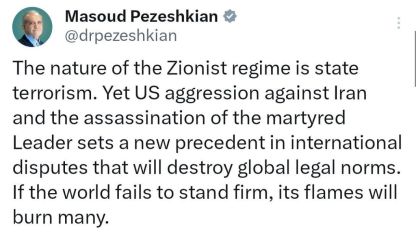 Pezeşkiyan'dan Dünyaya Kritik Uyarı: "Bu Alevler Birçoğunu Yakacaktır"