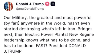 Donald Trump’tan İran’a Sert Uyarı: Sırada Köprüler ve Elektrik Santralleri Var