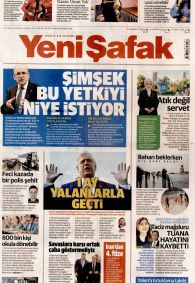 Yeni Şafak Gazetesi Gazete Manşeti