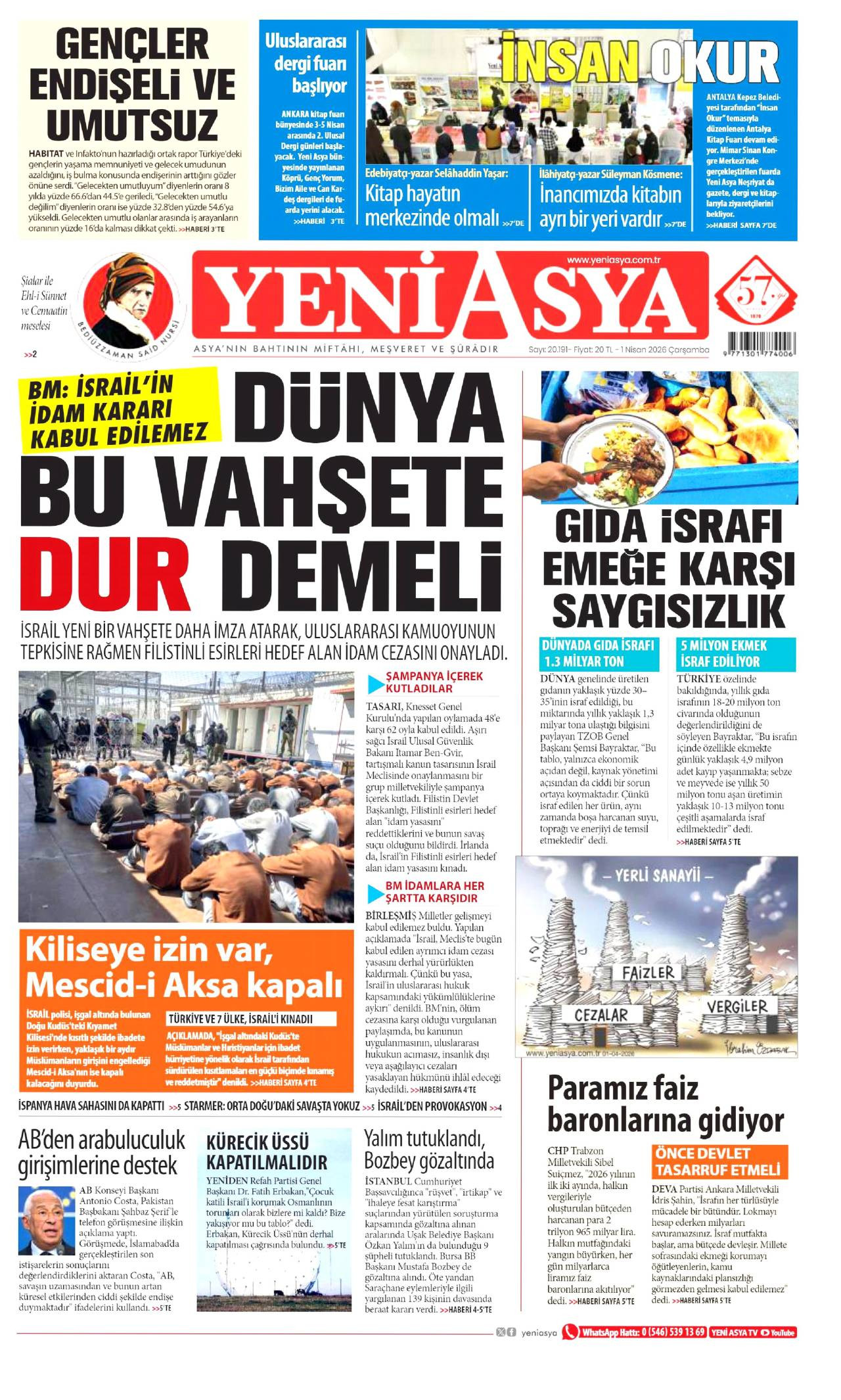 Yeni Asya Gazetesi Gazete Manşeti